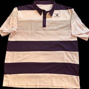 Chuco Golf Equus Striped Eggplant Purple White Men's Polo - Men’s 2XL